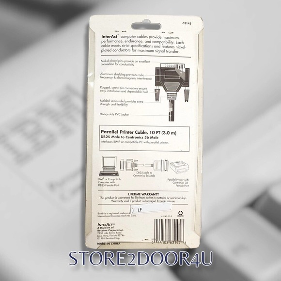 InterAct (Recoton) 10FT Parallel Printer Cable DB25 Male to Centronics 36 Male - Picture 2 of 8